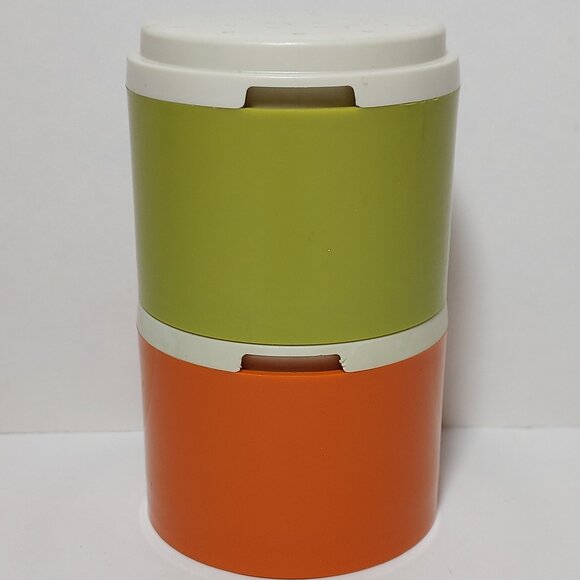 Tupperware Vintage Stackable Salt/Pepper Shakers "Autumn Harvest" #1308 - Picture 1 of 7
